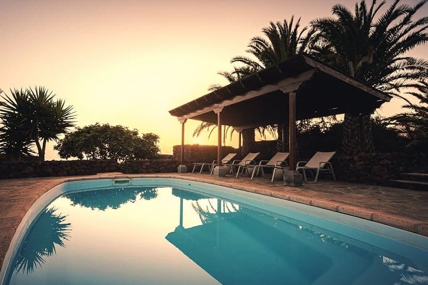 Finca Esperanza, Pool, Sonnenuntergang, Finca La Palma Finca Esperanza, Pool, Sonnenuntergang, Finca La Palma