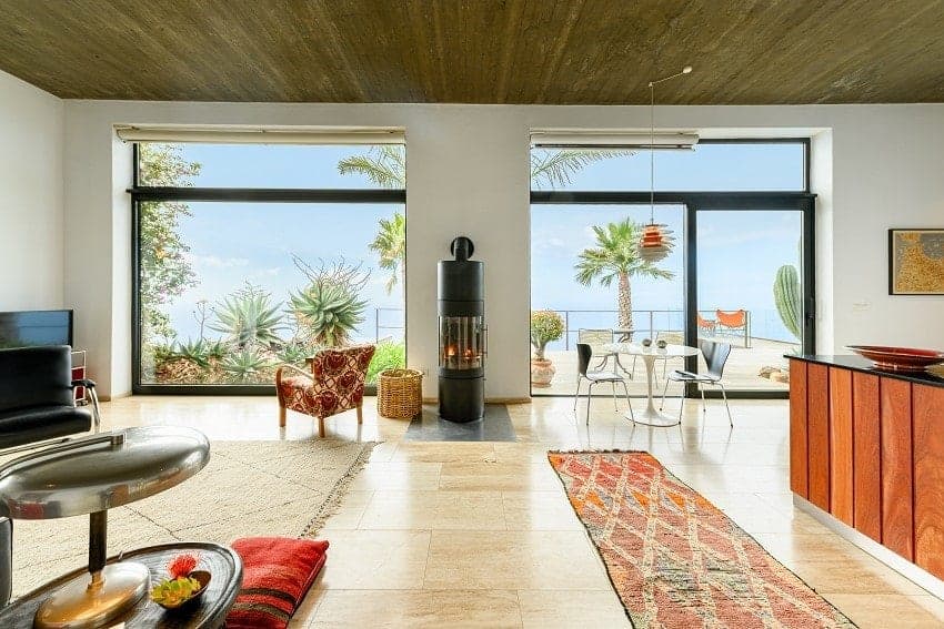 Villa El Cielo, Wohnbereich mit Kamin, Villa Puntagorda Villa El Cielo, Wohnbereich mit Kamin, Villa Puntagorda
