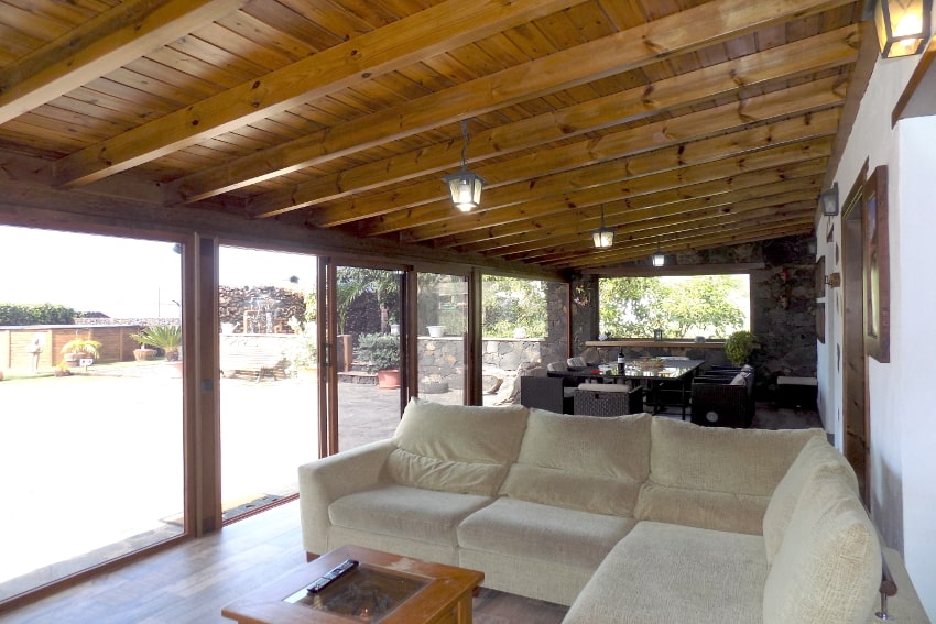 Spain - Canary Islands - El Hierro - Frontera - Finca Arteaga - Cozy living room with TV and large dining table