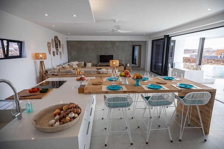Wohnbereich, Küche, Villa Odo, Villa Fuerteventura